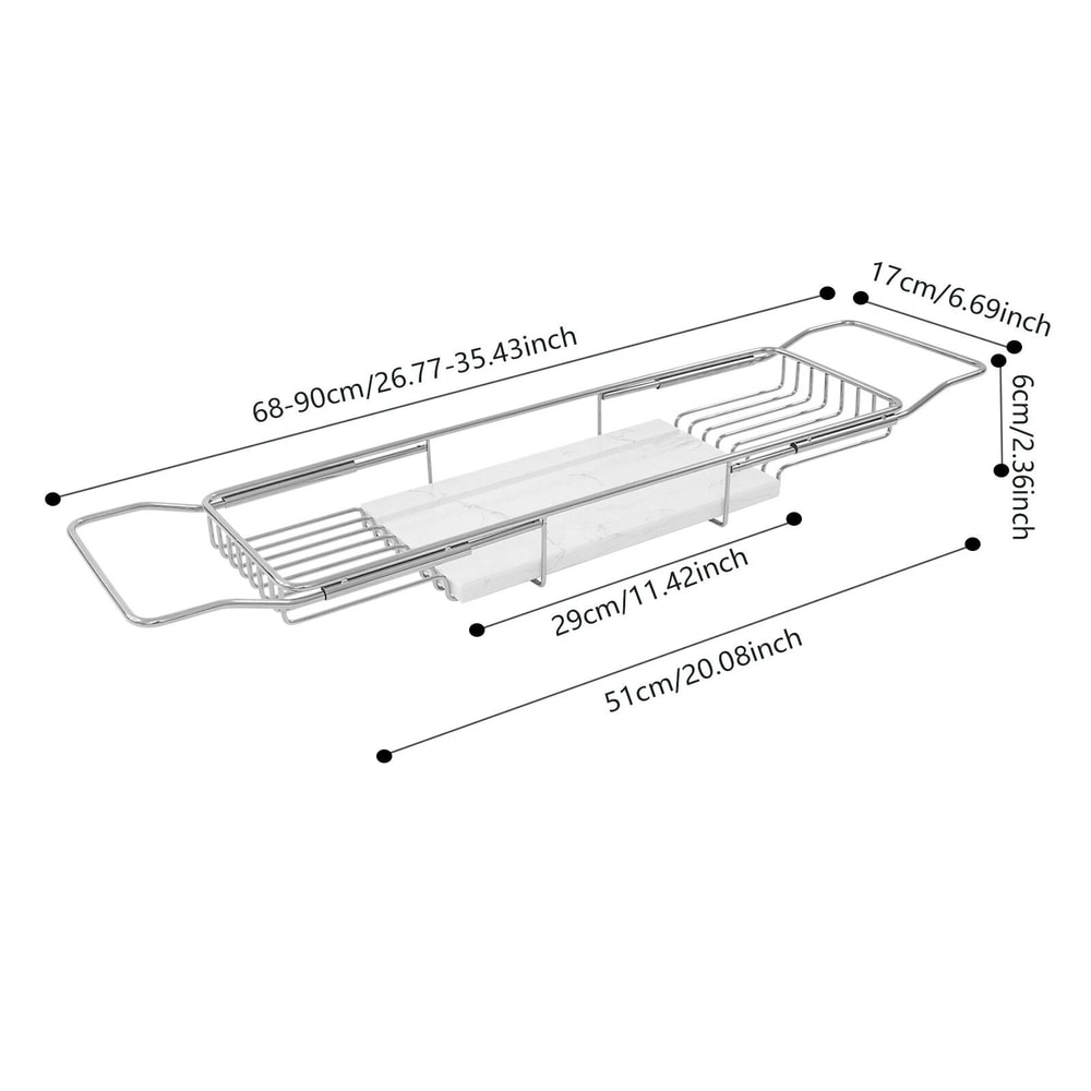 Stainless Steel Expandable Bathtub Caddy Tray Over Tub Bath Rack 12