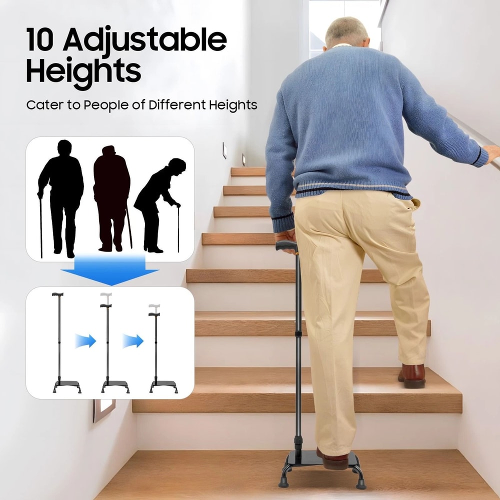 Adjustable Stair Climbing Cane 4 Leg Walking Aid For Seniors 10
