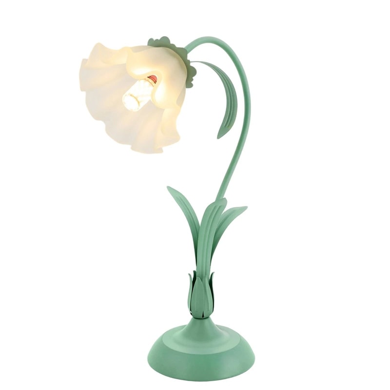 Tiffany Style Floral Stained Glass Bedside Table Lamp 5