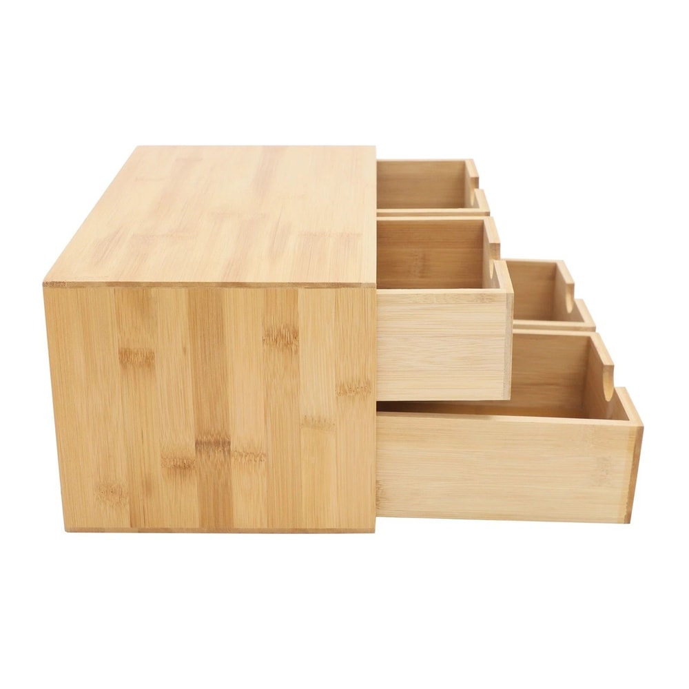 4 Drawer Bamboo Desk Organizer For Office Supplies And Desktop Storage 3