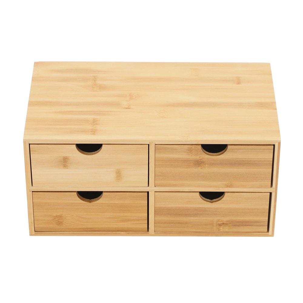 4 Drawer Bamboo Desk Organizer For Office Supplies And Desktop Storage 7