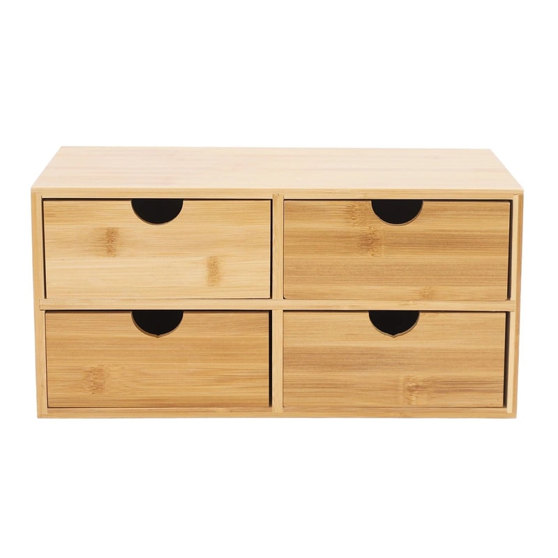 4 Drawer Bamboo Desk Organizer For Office Supplies And Desktop Storage 8