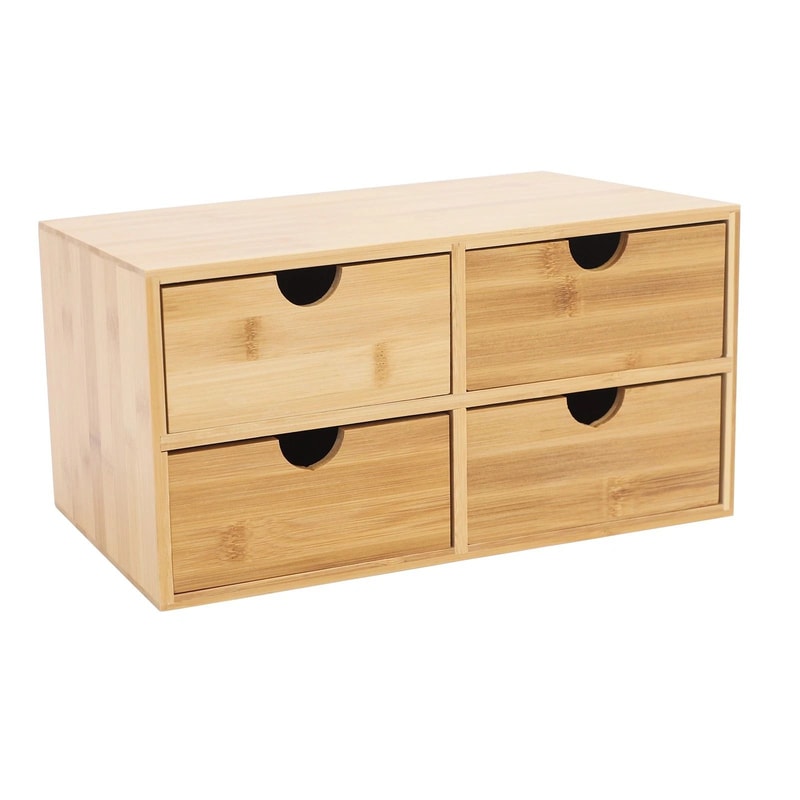 4 Drawer Bamboo Desk Organizer For Office Supplies And Desktop Storage 9