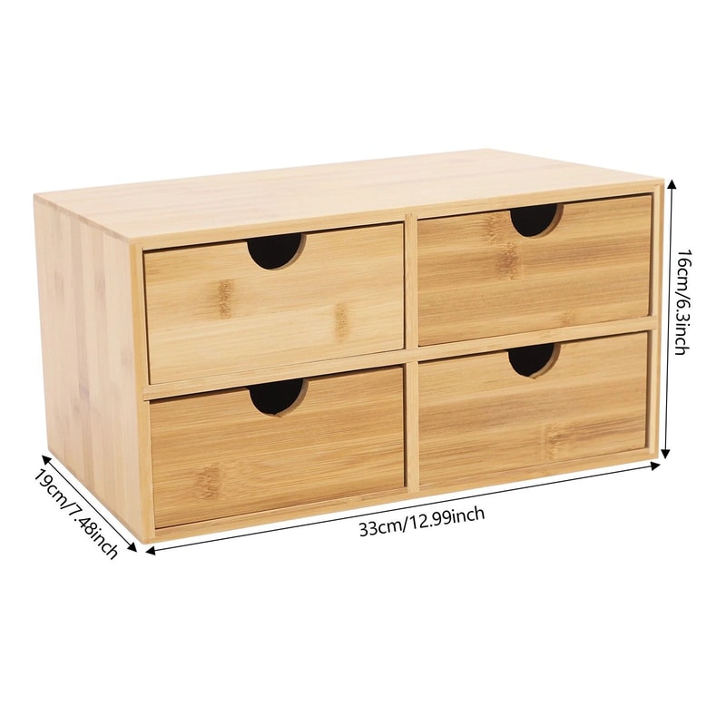 4 Drawer Bamboo Desk Organizer For Office Supplies And Desktop Storage 15