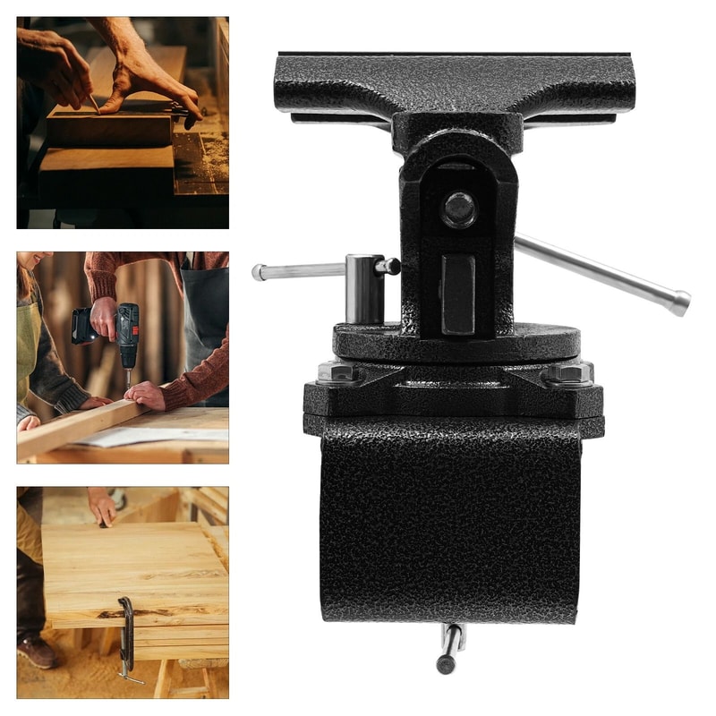 Heavy Duty Bench Vise With Degree Swivel Base For Woodworking And Repairs 1