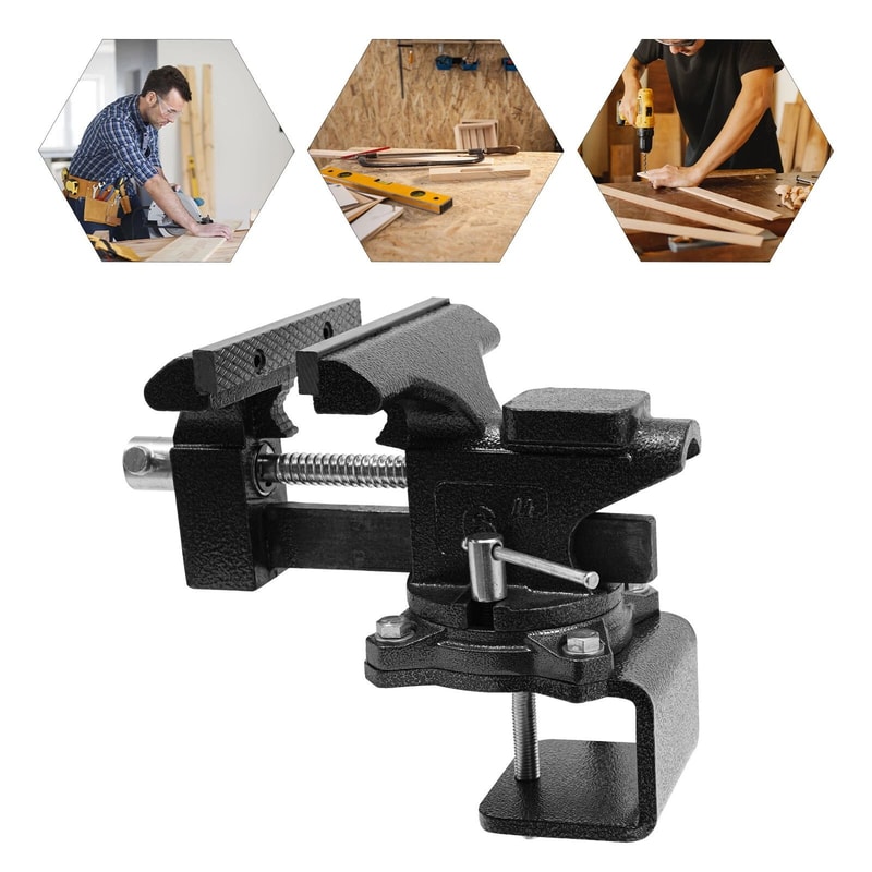 Heavy Duty Bench Vise With Degree Swivel Base For Woodworking And Repairs 12