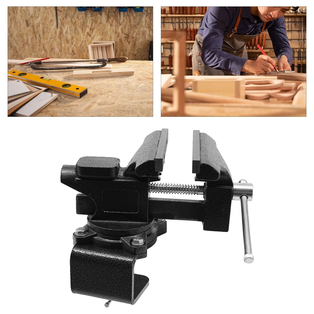 Heavy Duty Bench Vise With Degree Swivel Base For Woodworking And Repairs 2