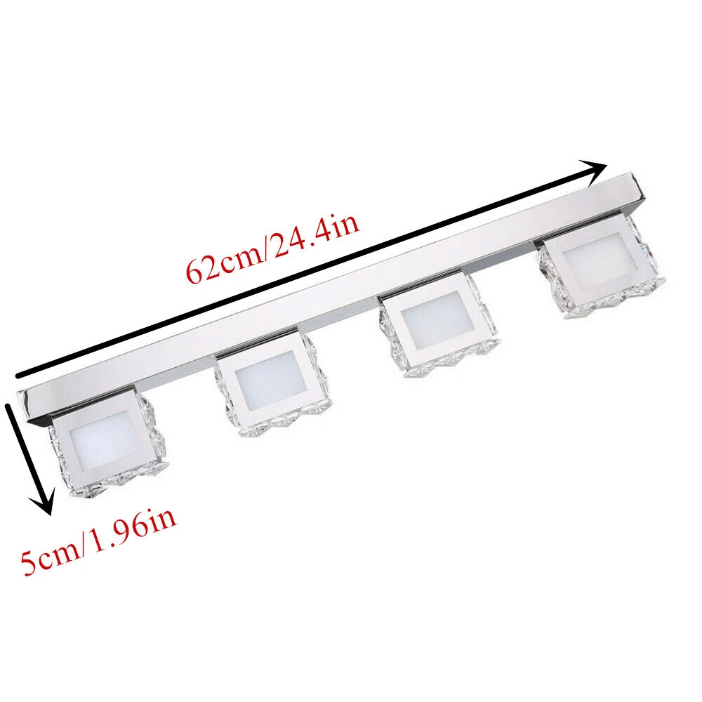 Modern 4 Head LED Bathroom Vanity Light Acrylic Crystal Mirror Front Lamp 2