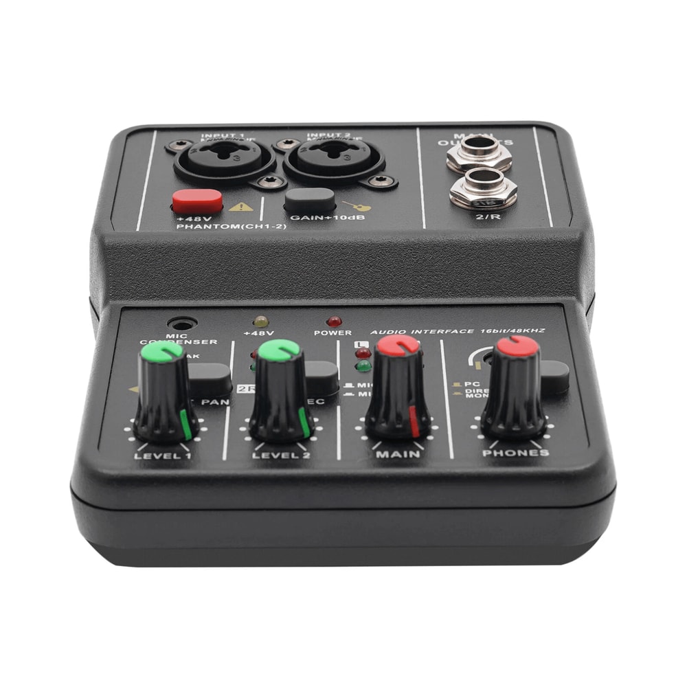 2 Channel USB Audio Mixer With Bluetooth And Phantom Power For Studio Recording 2