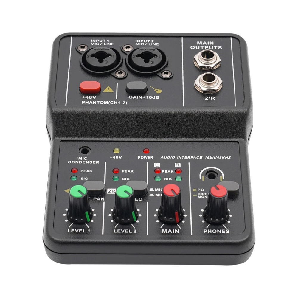2 Channel USB Audio Mixer With Bluetooth And Phantom Power For Studio Recording 4