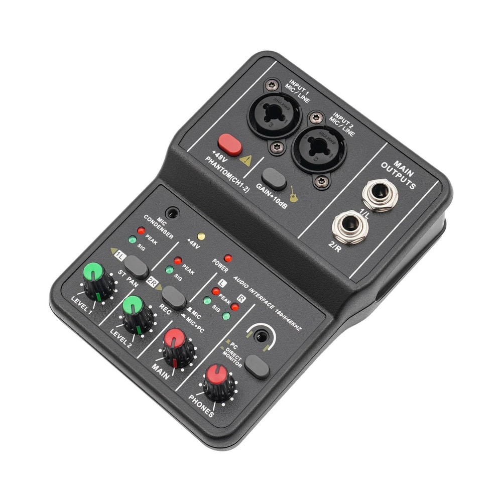 2 Channel USB Audio Mixer With Bluetooth And Phantom Power For Studio Recording 5