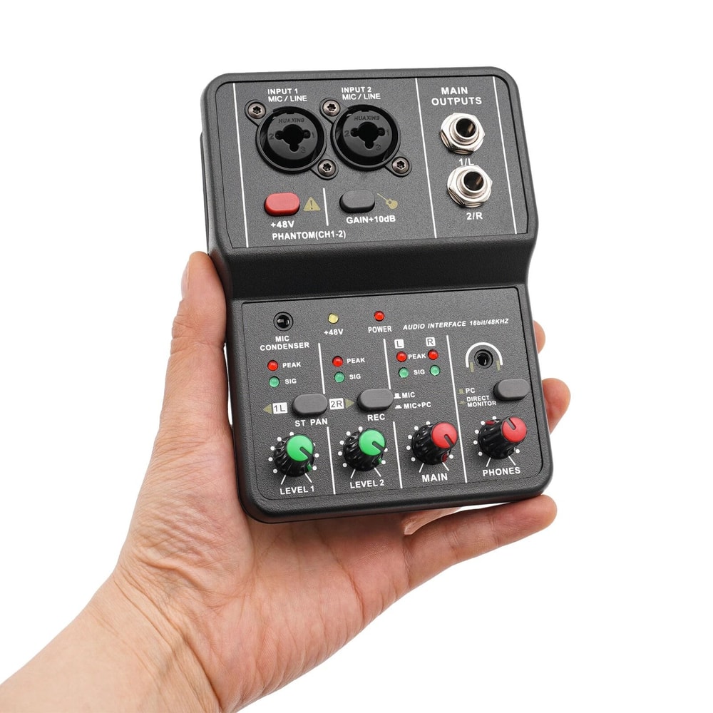 2 Channel USB Audio Mixer With Bluetooth And Phantom Power For Studio Recording 8