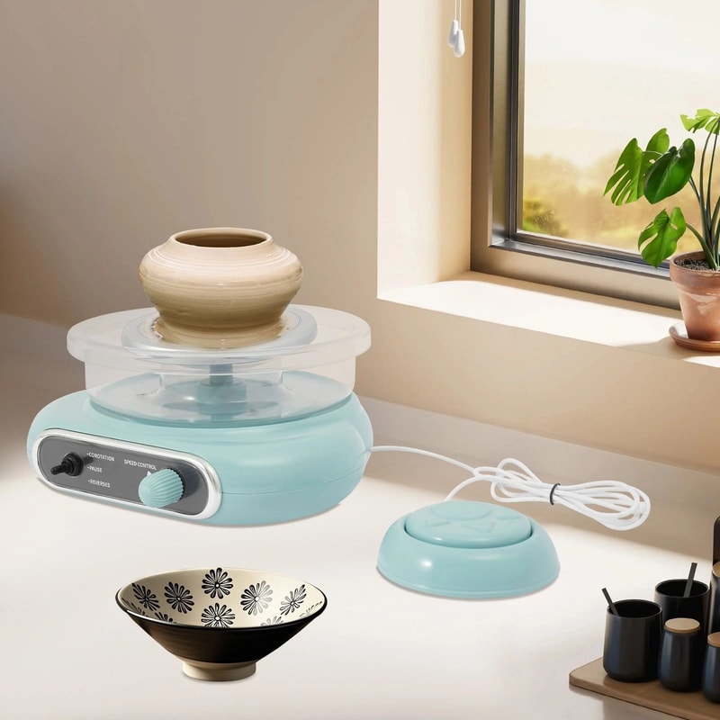 Electric Pottery Wheel Machine Set Mini Clay Making Tool Kit For Children School 0