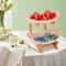 2 Tier Fruit Bowl Stand With Bamboo Frame For Kitchen Counter And Party Serving 3