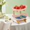 2 Tier Fruit Bowl Stand With Bamboo Frame For Kitchen Counter And Party Serving 3