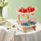 2 Tier Fruit Bowl Stand With Bamboo Frame For Kitchen Counter And Party Serving 8