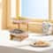 2 Tier Fruit Bowl Stand With Bamboo Frame For Kitchen Counter And Party Serving 9