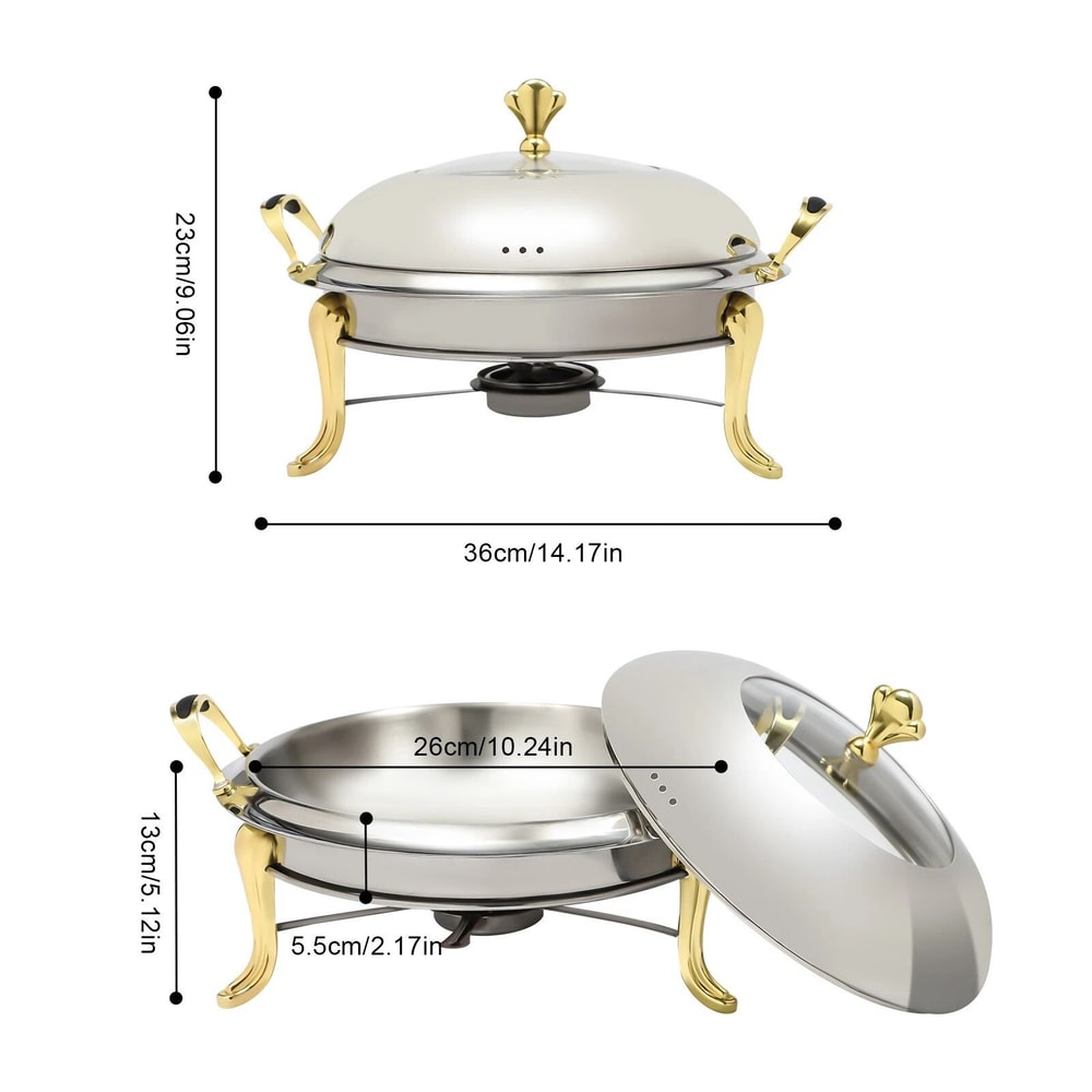Gold Stainless Steel Chafing Dish Set With Lid For Buffet Catering 8