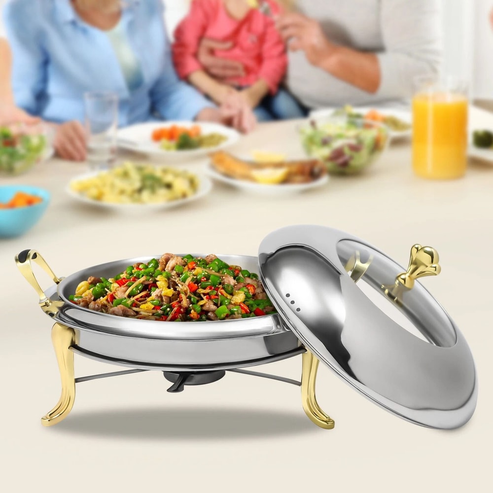 Gold Stainless Steel Chafing Dish Set With Lid For Buffet Catering 10