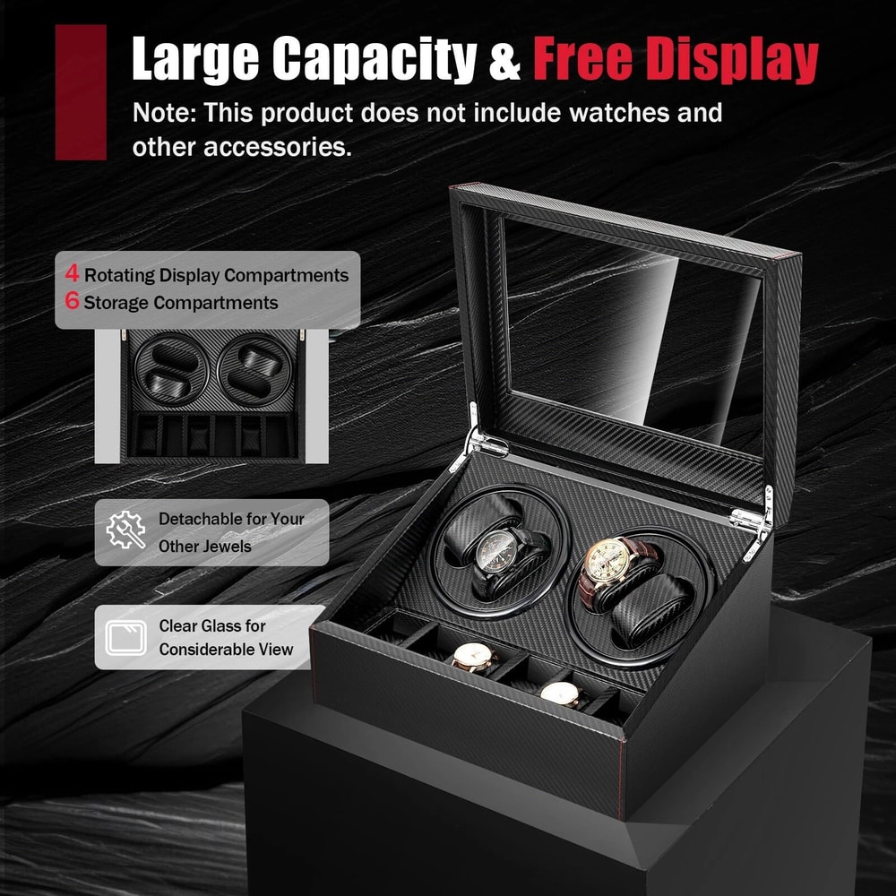 Automatic Watch Winder Box With Carbon Fiber Display Storage Case 13
