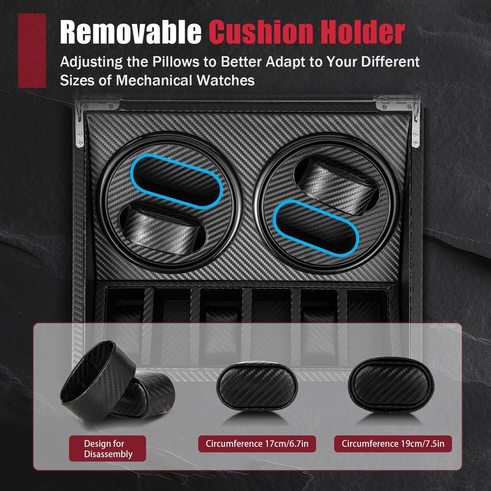 Automatic Watch Winder Box With Carbon Fiber Display Storage Case 14