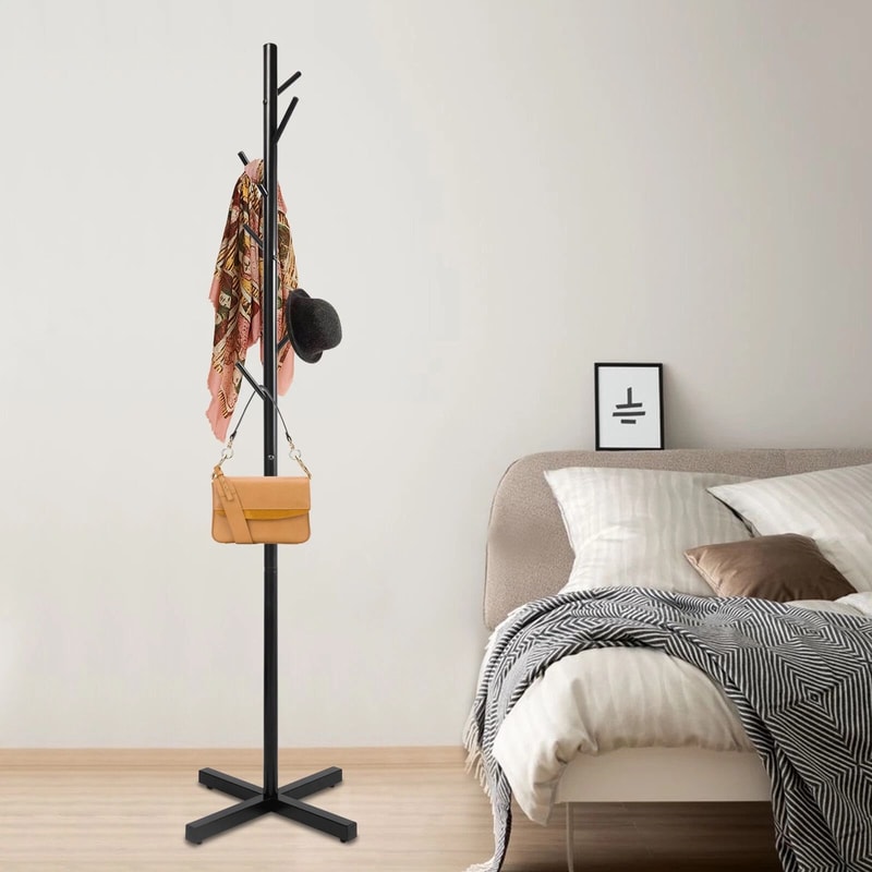 7 Hook Freestanding Coat Rack With Umbrella Holder For Entryway Storage 9