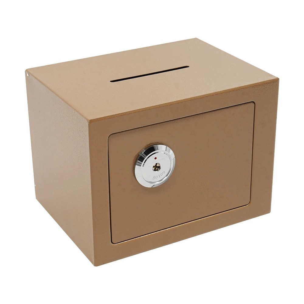 Gold Small Safe Box With Drop Slot For Cash Money And Cabinet Storage 11
