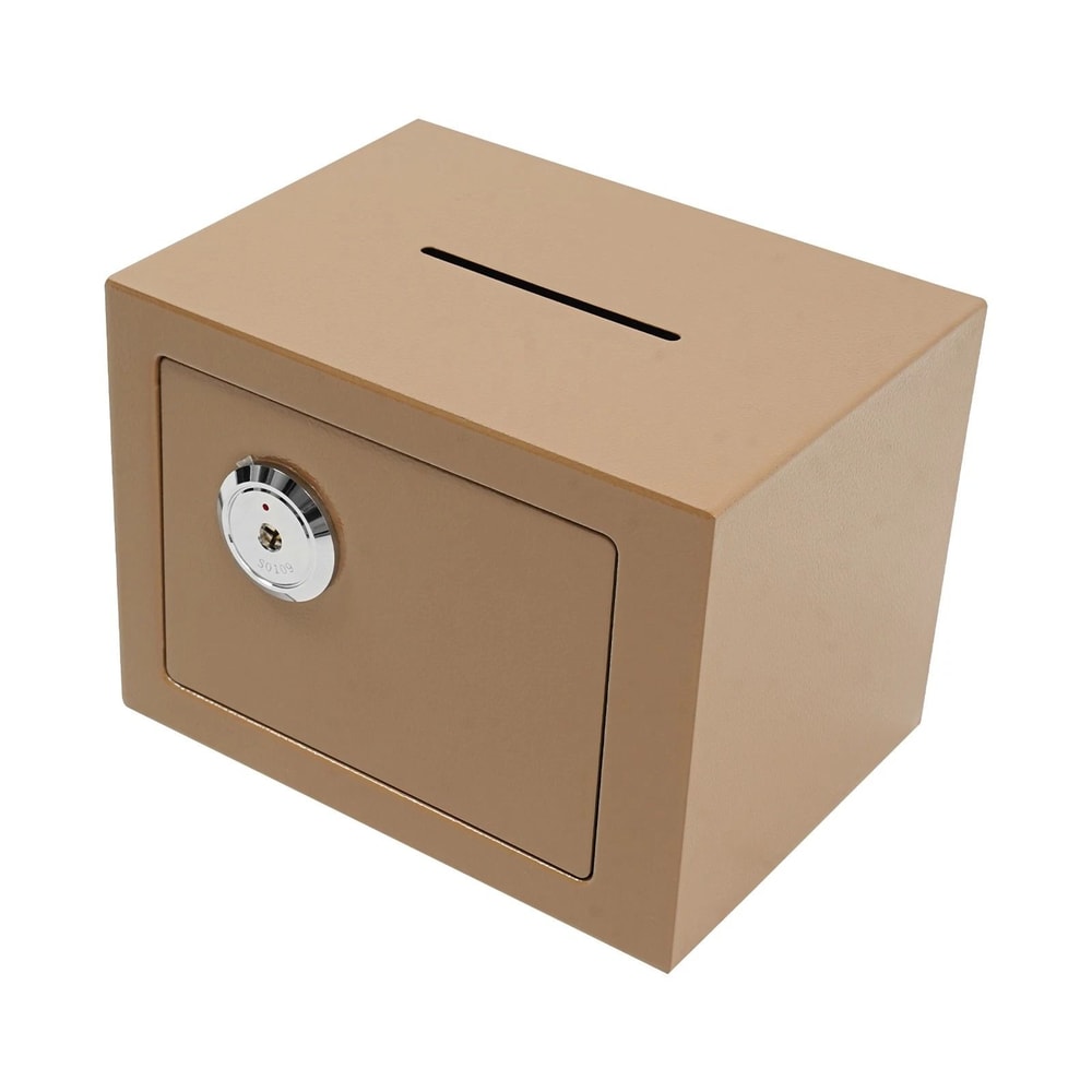Gold Small Safe Box With Drop Slot For Cash Money And Cabinet Storage 14