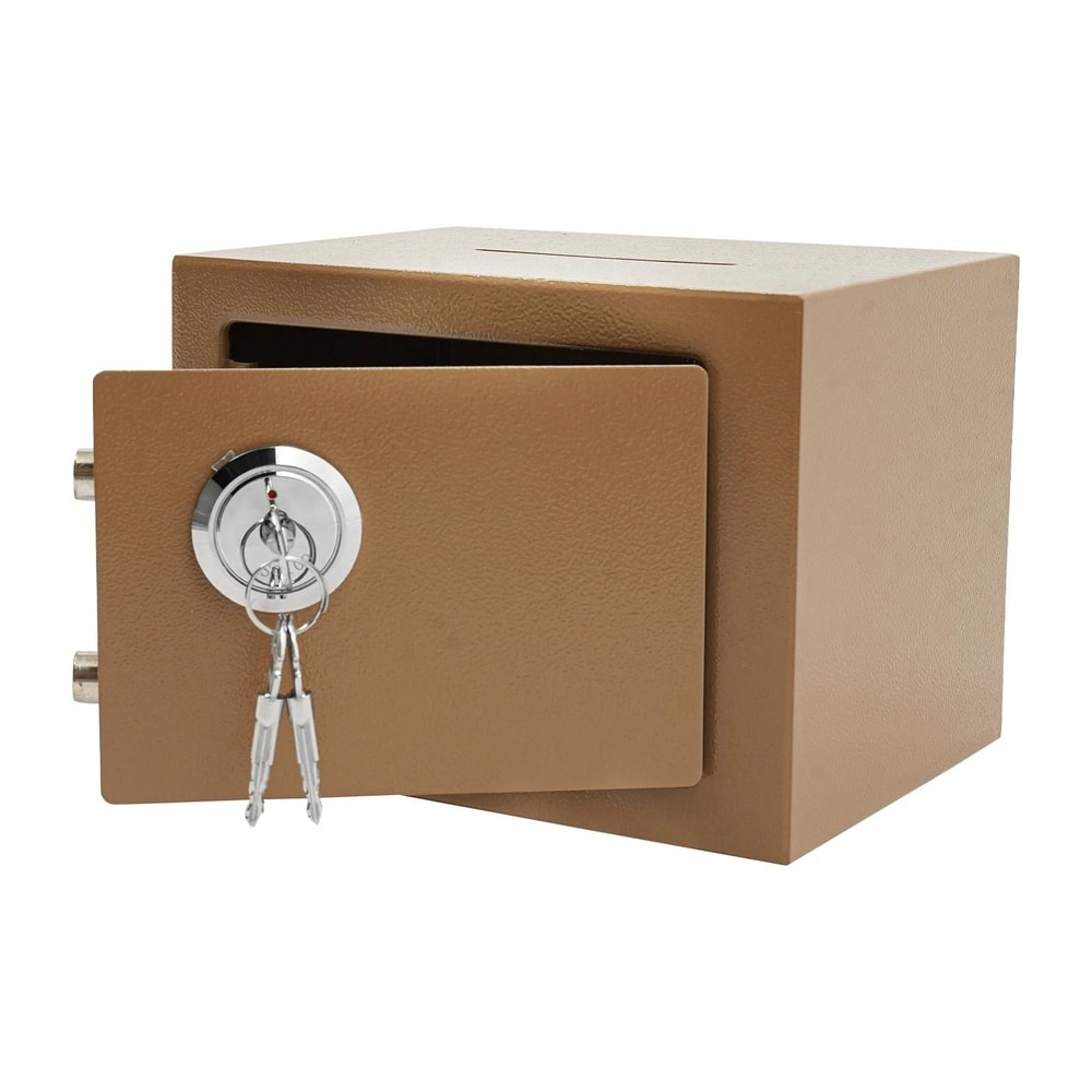 Gold Small Safe Box With Drop Slot For Cash Money And Cabinet Storage 9