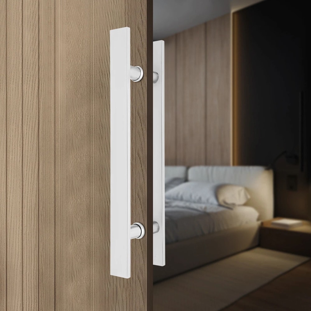Modern Stainless Steel Sliding Barn Door Handles Pair For Push Pull Entry Doors 2