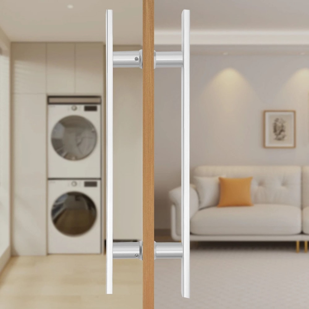 Modern Stainless Steel Sliding Barn Door Handles Pair For Push Pull Entry Doors 3