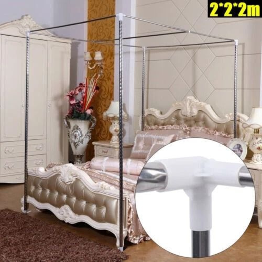 King Size Canopy Frame With Stainless Steel Poles For Bed Curtains And Mosquito Netting 12