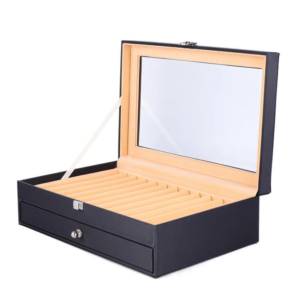 24 Slot Fountain Pen Display Box Leather Pen Organizer Case For Collectors 3