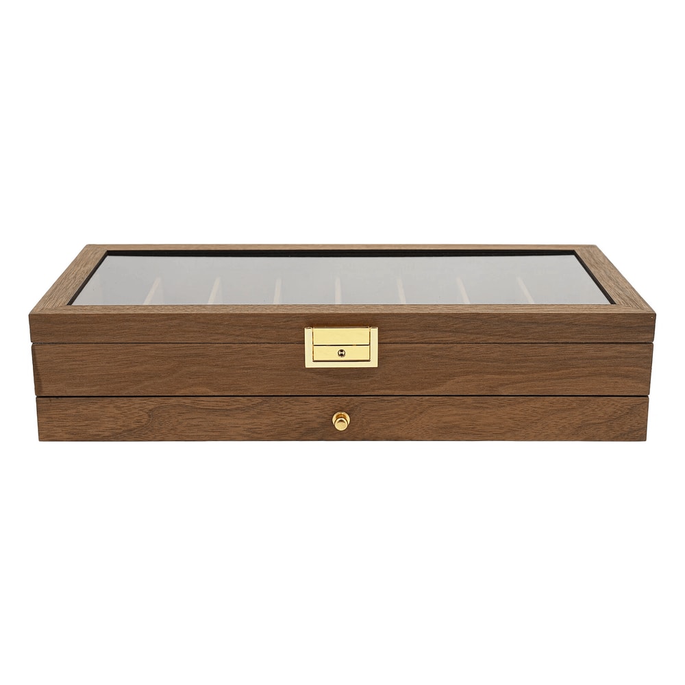 2 Tier Knife Display Case With Lock Glass Lid Knife Storage Box For Collectors 3