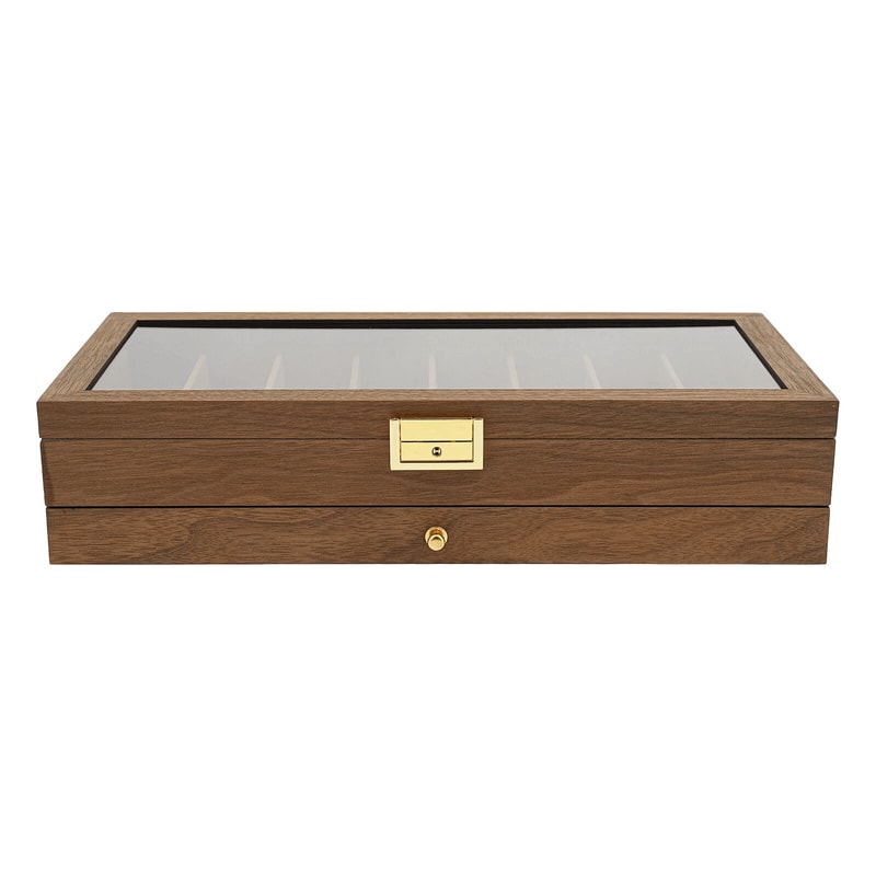 2 Tier Knife Display Case With Lock Glass Lid Knife Storage Box For Collectors 3