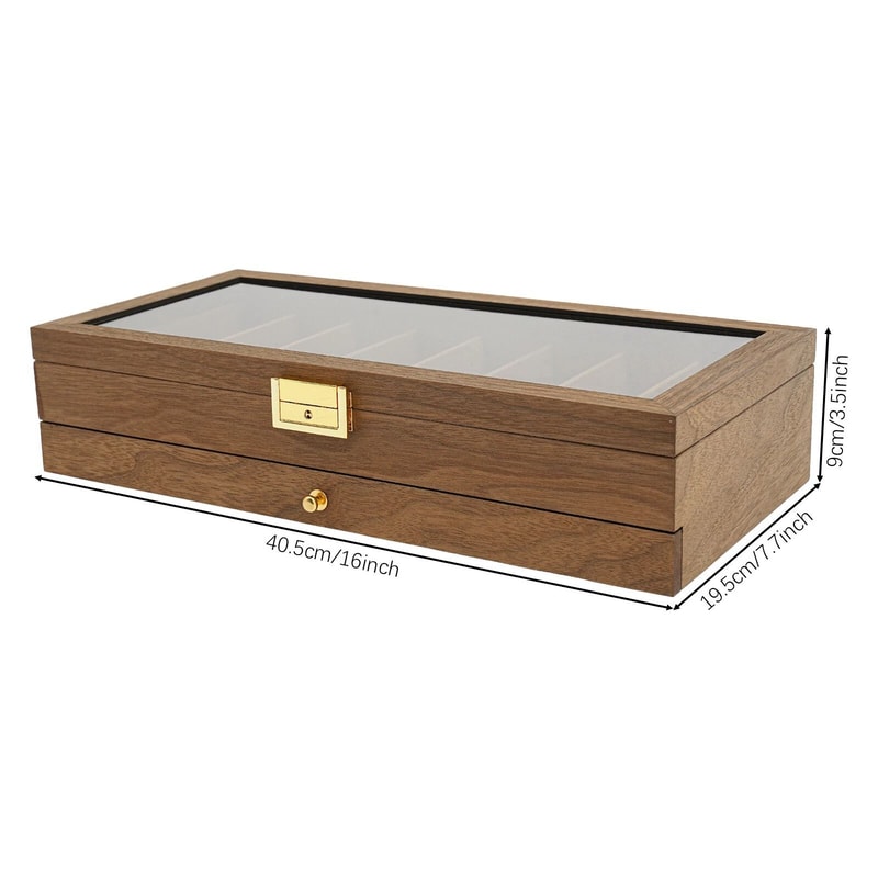 2 Tier Knife Display Case With Lock Glass Lid Knife Storage Box For Collectors 6