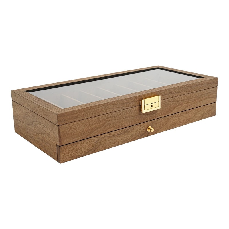 2 Tier Knife Display Case With Lock Glass Lid Knife Storage Box For Collectors 13