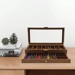 2 tier knife display case with lock glass lid knife storage box for collectors