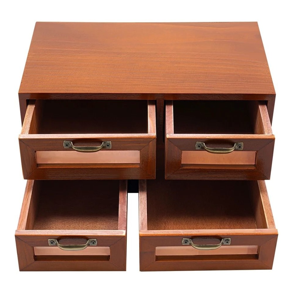 4 Drawer Wooden Desk Organizer Desktop Storage Cabinet For Office And Vanity 5