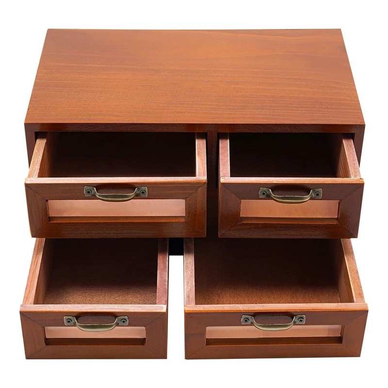 4 Drawer Wooden Desk Organizer Desktop Storage Cabinet For Office And Vanity 5