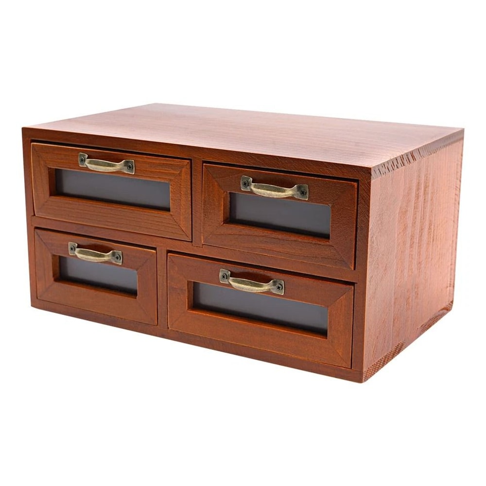 4 Drawer Wooden Desk Organizer Desktop Storage Cabinet For Office And Vanity 8