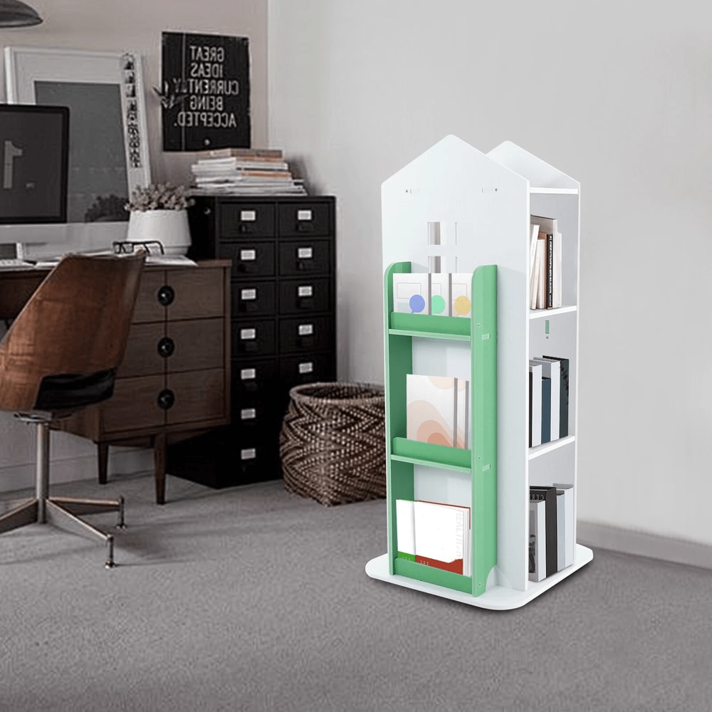 Rotating Bookshelf 4 Tier Freestanding Display Rack For Small Spaces 0