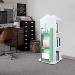 rotating bookshelf 4 tier freestanding display rack for small spaces
