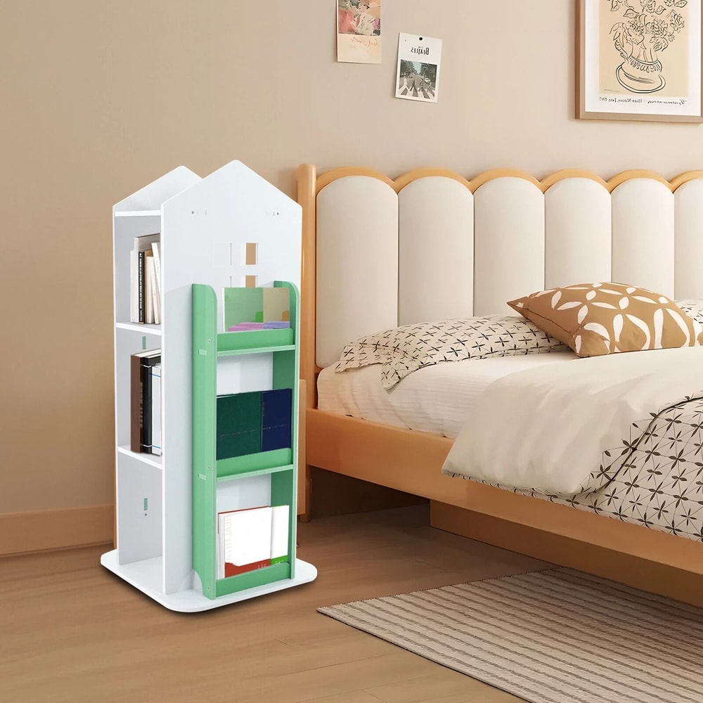 Rotating Bookshelf 4 Tier Freestanding Display Rack For Small Spaces 1
