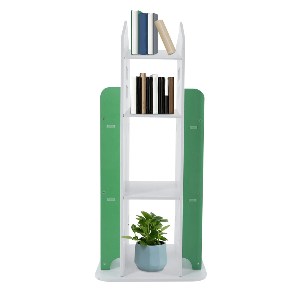 Rotating Bookshelf 4 Tier Freestanding Display Rack For Small Spaces 17
