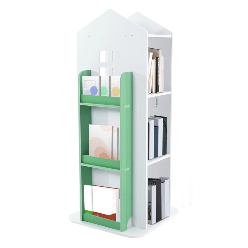 Rotating Bookshelf 4 Tier Freestanding Display Rack For Small Spaces 19