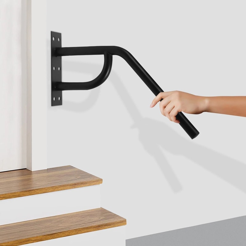 Wall Mounted Handrail For Outdoor Steps Black Steel Stair Safety Rail 10