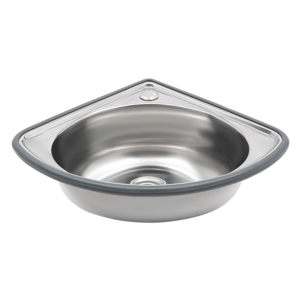 Stainless Steel Wall Mount Corner Bathroom Sink With Overflow For Small Spaces 1