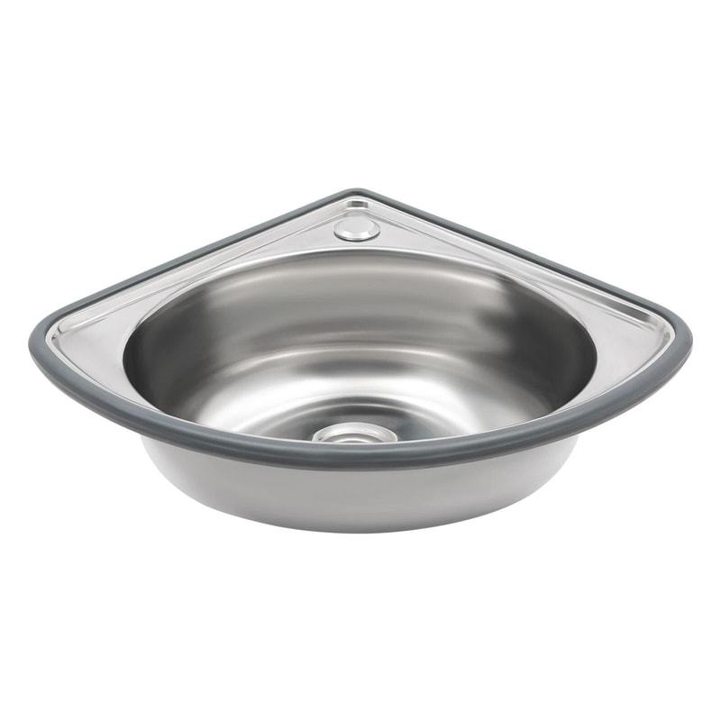 Stainless Steel Wall Mount Corner Bathroom Sink With Overflow For Small Spaces 1