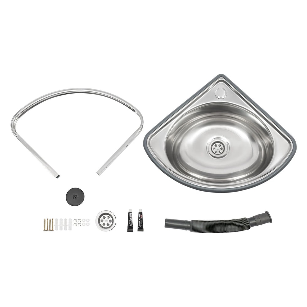 Stainless Steel Wall Mount Corner Bathroom Sink With Overflow For Small Spaces 5